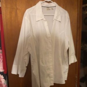 White Button Down Shirt & Red Shell with a pocket